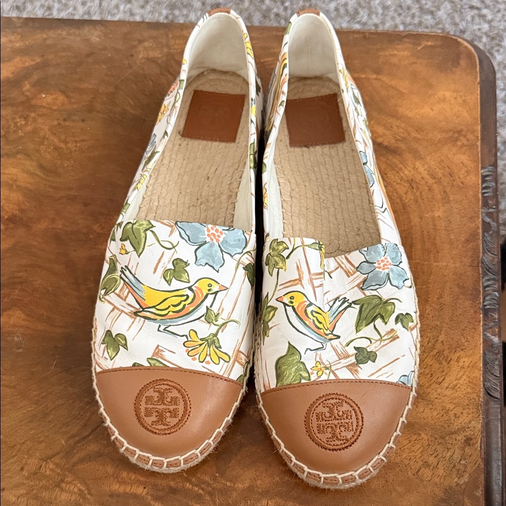 Tory Burch Women's Espadrilles - Cream, Brown, and Green